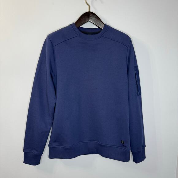 WAHTS  Long Sleeve Crew Neck.Sweatshirt Mens M Zip Pocket Organic Cotton Blue - Picture 2 of 10